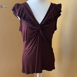 Susan Lawrence Black and Red Patterned Blouse